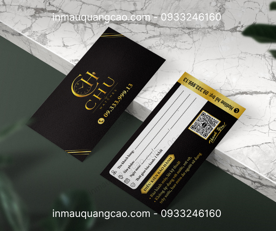 Mẫu thẻ bảo hành đồng hồ - in thẻ bảo hành giá rẻ Bình Dương TPHCM